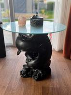 Bijzet- of salontafel met zwarte dolfijnen en marmeren blad, Huis en Inrichting, Tafels | Salontafels, Ophalen, Gebruikt, 100 tot 150 cm