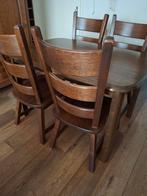 Eettafel en 4 stoelen eiken teab!, Ophalen, Gebruikt, 4 tot 6 stoelen
