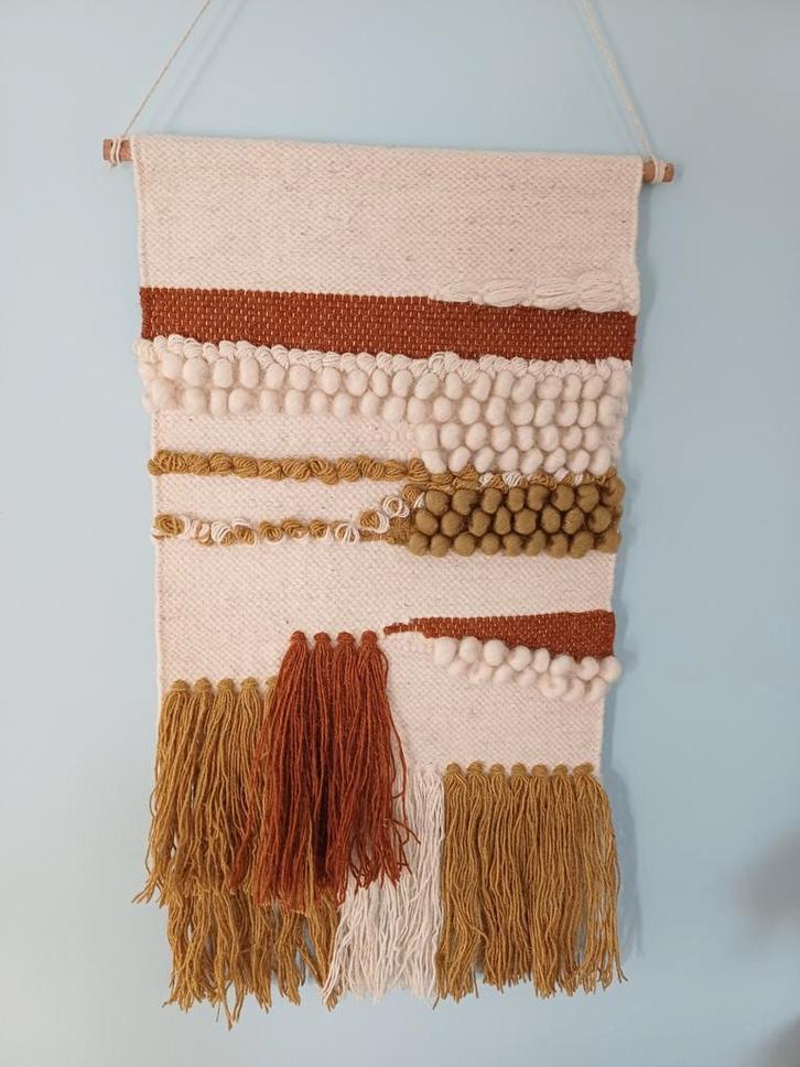 Handgeweven wandkleed met franjes, Huis en Inrichting, Woonaccessoires | Wanddecoraties, Zo goed als nieuw, Ophalen of Verzenden