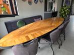 Mango houten eettafel met metalen poten, Ophalen, 200 cm of meer, Zo goed als nieuw, Vijf personen of meer