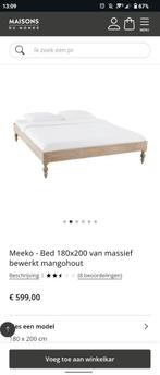 Maison du Monde: Meeko - Bed 180x200 massief mangohout, Ophalen, Tweepersoons, Zo goed als nieuw, 180 cm