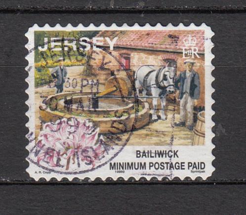 Jersey UK man met een paard soort Molen, Postzegels en Munten, Postzegels | Europa | UK, Gestempeld, Verzenden