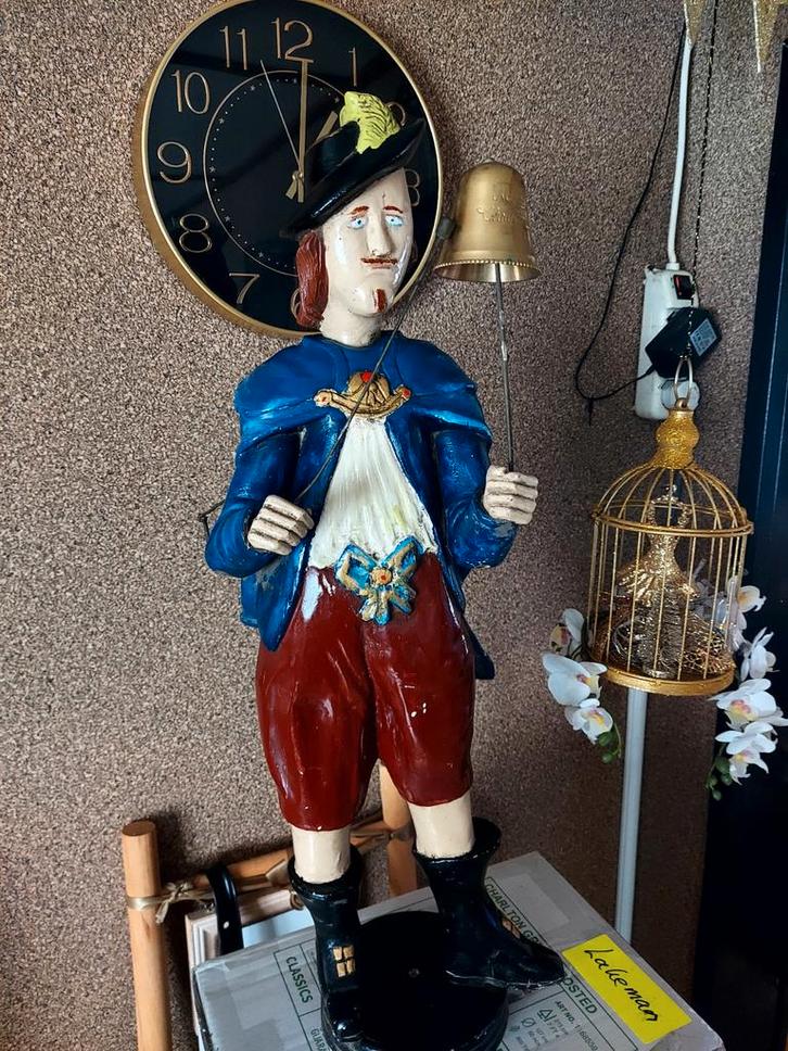 Oude Houten Belman Figuur, Antiek en Kunst, Kunst | Beelden en Houtsnijwerken, Ophalen of Verzenden