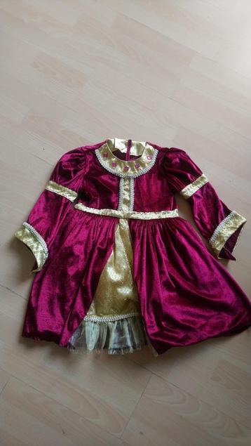 Prinsessenjurk Rood Fluweel Goud - Maat 116 beschikbaar voor biedingen