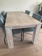 Eetkamertafel 100x200 cm. Hout met whitewash look., Gebruikt, 50 tot 100 cm, Vijf personen of meer, 150 tot 200 cm