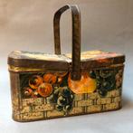 Antiek Frans blik, lunchbox, broodtrommel met fruit opdruk, Verzamelen, Ophalen of Verzenden