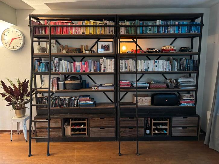 Industriële Boekenkast - Groot & Stijlvol, Huis en Inrichting, Kasten | Boekenkasten, Gebruikt, 200 cm of meer, 200 cm of meer