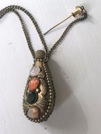 Ketting met parfumhanger India messing halfedelstenen oud, Sieraden, Tassen en Uiterlijk, Kettingen, Ophalen of Verzenden, Gebruikt