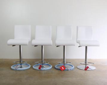4 ItaliaanseDesign Barkrukken merk MIDJ echt wit leder nieuw beschikbaar voor biedingen