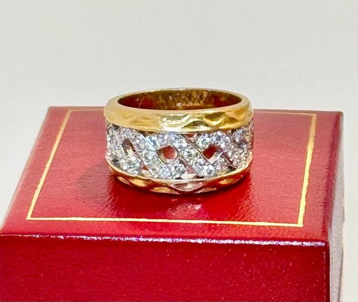 18 karaat gouden bandring 14,9gram met 38 diamanten!, Sieraden, Tassen en Uiterlijk, Ringen, Dame of Heer, 18 tot 19, Goud, Goud