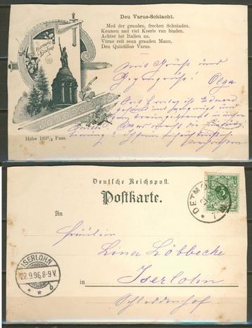 Hermannsdenkmal 1896 Reichspost Ansichtkaart f-39b jdu beschikbaar voor biedingen