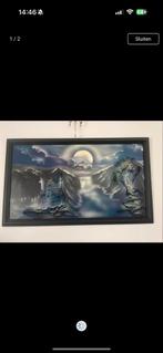 Schilderij Schelderij met maan en kasteel/ Rotterdam, Antiek en Kunst, Kunst | Schilderijen | Klassiek, Ophalen of Verzenden