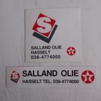 Twee oude stickers.  SALLAND OLIE.  Hasselt.  TEXACO., Verzamelen, Ophalen of Verzenden, Zo goed als nieuw