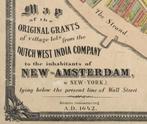 Oude koloniale antieke landkaart New York / Nieuw Amsterdam, Boeken, Atlassen en Landkaarten, Nederland, Ophalen of Verzenden