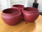 3 Bordeaux rode bloempotten, Overige materialen, Rond, Ophalen of Verzenden, Zo goed als nieuw