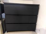 Malm ladekast 3 lades zwartbruin, Huis en Inrichting, Kasten | Ladekasten, Ophalen, Gebruikt, 75 cm of meer, 50 tot 100 cm