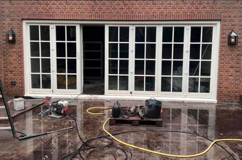Hardhouten vouwwand/seizoenpui met met HR+ glas harmonicapui, Doe-het-zelf en Verbouw, Kozijnen en Schuifpuien, Gebruikt, Overige typen