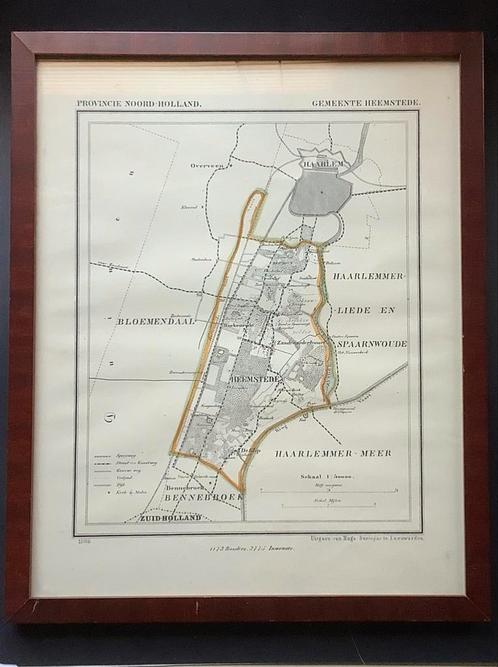 Heemstede, Holland, Kuyper Kaartje, kaart, Haarlem, ets, Antiek en Kunst, Kunst | Etsen en Gravures, Ophalen of Verzenden