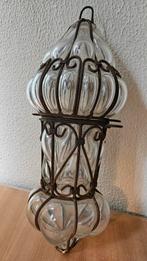 Vintage hangende kroonluchter, Ophalen of Verzenden, Zo goed als nieuw, Glas