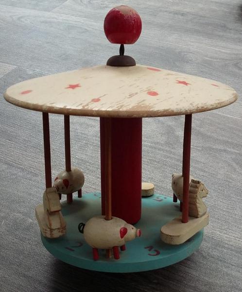 Jaren 50 Houten Draaimolen Carousel Draaitol Bromtol Spel, Antiek en Kunst, Antiek | Speelgoed, Ophalen of Verzenden