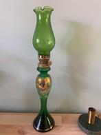 Prachtige vintage olielamp mooie groene kleur retro antiek, Antiek en Kunst, Antiek | Lampen, Ophalen of Verzenden