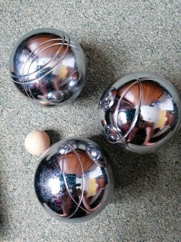 Jeu de boules ballen 3 stuks met balletje en tasje rits stuk beschikbaar voor biedingen