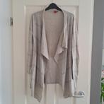 JEFF luxe wollen/zijde vest met watervalhals grijs S 49897, Jeff, Beige, Ophalen of Verzenden, Zo goed als nieuw