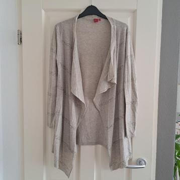 JEFF luxe wollen/zijde vest met watervalhals grijs S 49897 beschikbaar voor biedingen