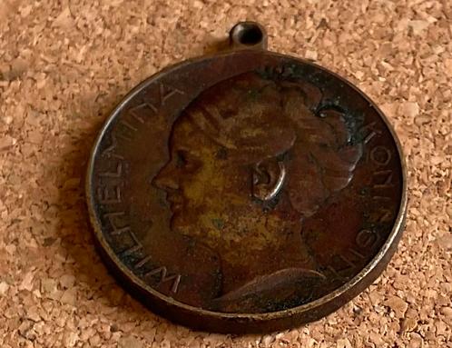 Draag Medaille Kon. Wilhelmina 1898 Regeeringsjubileum 1923, Postzegels en Munten, Penningen en Medailles, Overige materialen
