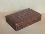 Vintage sigaren kistje sigarendoos Don Quichot reliëf leer, Ophalen of Verzenden, Gebruikt, Tabaksdoos of Verpakking