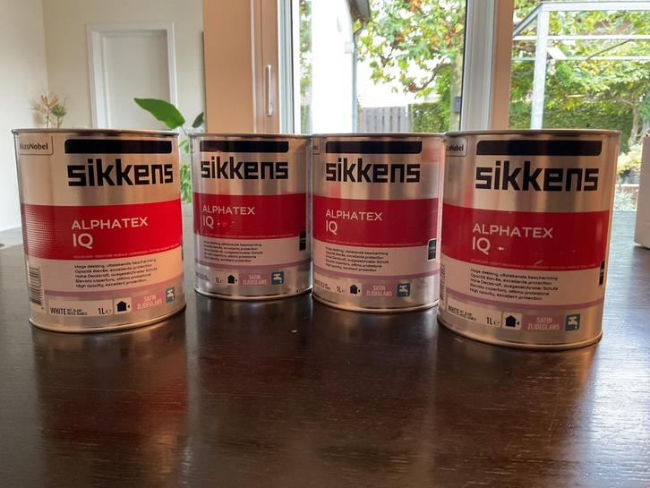 4x Sikkens Alphatex IQ Muurverf 1L. Keimkleur 9555 - Nieuw!, Doe-het-zelf en Verbouw, Verf, Beits en Lak, Nieuw, Verf, Minder dan 5 liter