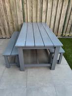 Tuintafel met bankjes, Ophalen, Zo goed als nieuw, Rechthoekig, Hout