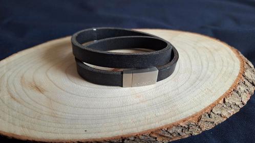 Energetix dubbele zwart lederen armband - 25% korting, Sieraden, Tassen en Uiterlijk, Armbanden, Nieuw, Leer, Zwart, Ophalen of Verzenden