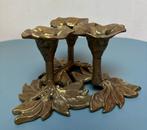 Vintage Art Nouveau messing kandelaar, Gebruikt, Overige kleuren, Verzenden, Metaal