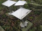 drie lantaarns in inox op arduinen voet, Tuin en Terras, Ophalen, Gebruikt