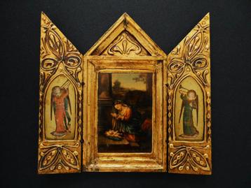 Drieluik Icoon Aanbidding van Christus kind Antonio Allegri beschikbaar voor biedingen