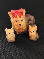 Vintage 3 Mini Porselein uit Japan Honden Yorkshire Beeldjes, Verzenden, Zo goed als nieuw, Dier