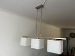 Witte Hanglamp met 3 Lampen, Huis en Inrichting, Lampen | Hanglampen, Ophalen, Gebruikt, Stof, Minder dan 50 cm