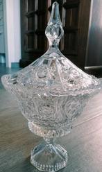 Boheemse Grote Kristallen Pot met Deksel ( op Voet ), Antiek en Kunst, Ophalen of Verzenden
