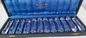 Kristallen messenleggers in cassette - Brocante beschikbaar voor biedingen