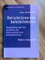 Het schrijven van beleidsteksten  Rinke Berkenbosch, Zo goed als nieuw, Alpha, Rinke Berkenbosch, HBO