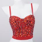Rode glitter dames korset top / crop topje festival vrouwen, Kleding | Dames, Verzenden, Nieuw, Rood, Zonder mouw