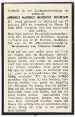Antonius M.H. Huijbregts 1874 Helmond + 1965 Heeze, 91 jr, Verzenden