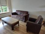 2zits bank, met leren stoel, Huis en Inrichting, Ophalen, Gebruikt, Leer