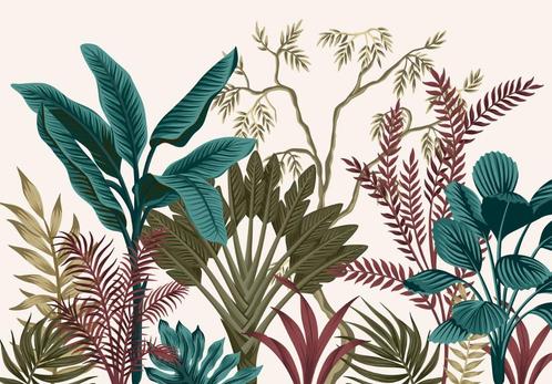 Tropische planten behang, botanisch, Ook voordelig op maat, Huis en Inrichting, Stoffering | Behang, Verzenden