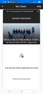 Twice VIP Ticket Staanplaats Rechts [30 Mei, Ziggo Dome], Tickets en Kaartjes, Eén persoon, Mei