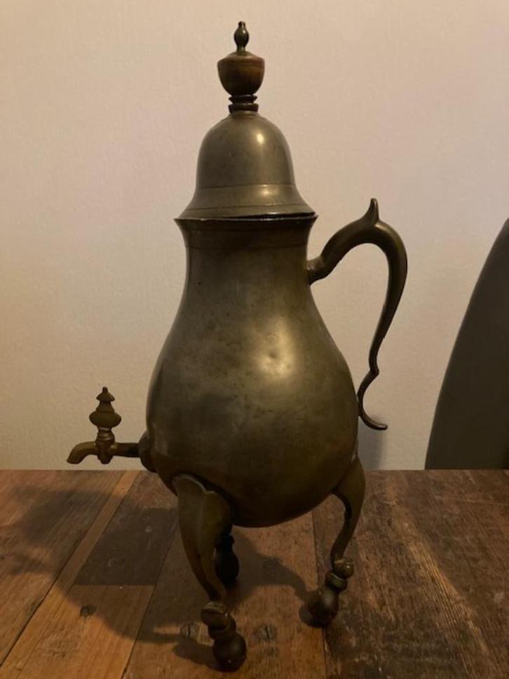 Decoratieve tinnen kan op pootjes met kraantje - ca. 38 cm, Antiek en Kunst, Antiek | Tin, Ophalen of Verzenden