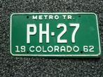 Kentekenplaat licenseplate Colorado 1962 Metro Tr USA, Verzenden, Gebruikt, Auto's
