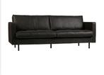 BePureHome Rodeo bank, 2,5 zits, zwart recycle leer, Ophalen, 75 tot 100 cm, Leer