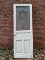 206,5hx73br Paneeldeur met ge-etst glas, vaas bloemen, Antiek en Kunst, Ophalen